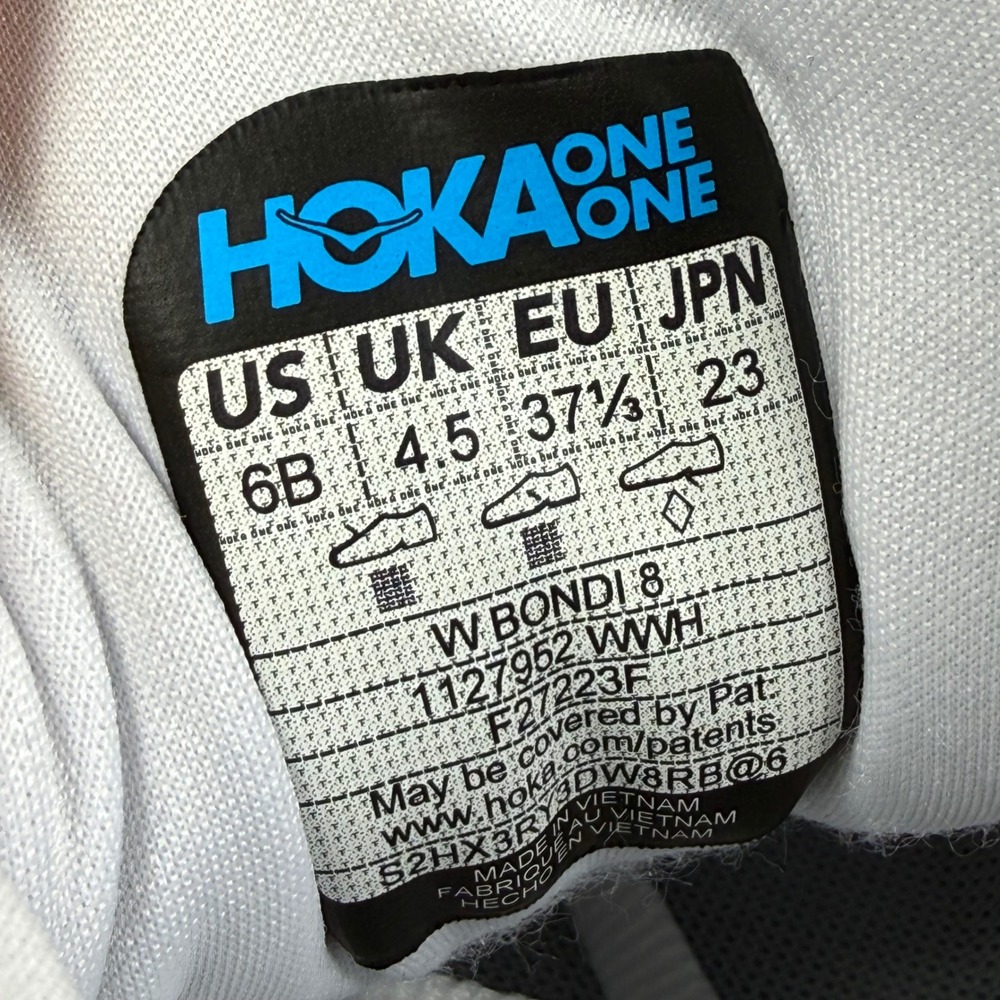 Hoka One One White Athletic Running Shoes with Subtle Gold Trim - Picture 16 of 16